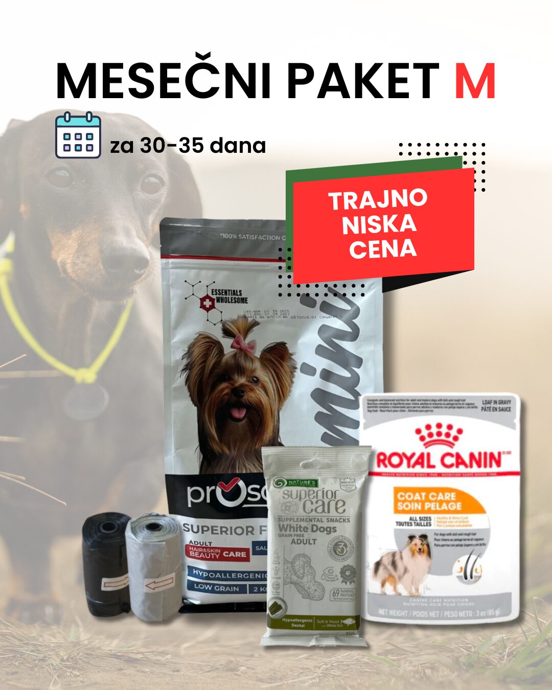 Mesečni paket M - za male i srednje rase pasa - Noa Pet World