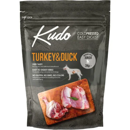 Kudo Turkey Duck Junior 3kg hladno presovana hrana za štence