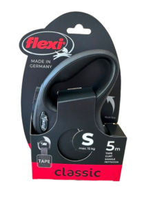 Flexi Classic S Tape 5m crni povodac za pse do 15kg