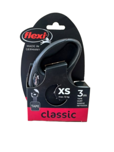 Flexi Classic XS Tape 3m crni povodac za pse do 12kg