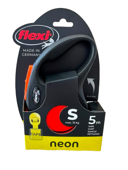 Flexi Neon Tape S 5m narandžasti povodac za pse do 15kg