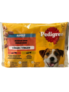 Pedigree Adult govedina i živina za pse 4x100g - mešani izbor u želeu