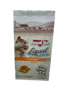 BonaCibo Cat Liquid Snacks piletina 90g kremaste poslastice za mačke