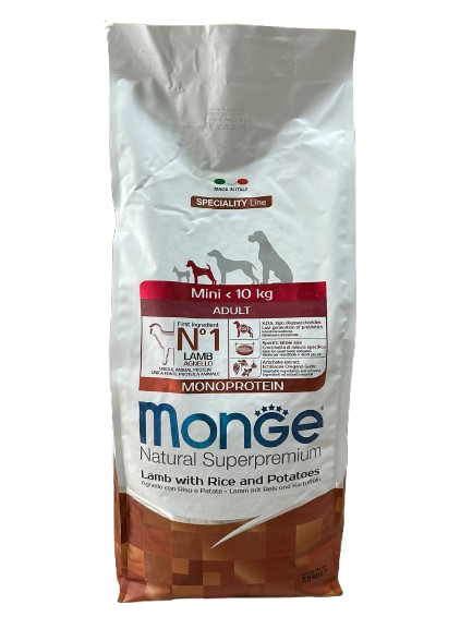 Monge Mini Adult Lamb za pse 7,5kg veliko pakovanje hrane sa jagnjetinom